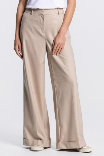 Juffrouw Jansen Broek NIENKE SS26 407 LONG WIDE LEG OM 000130 SAND
