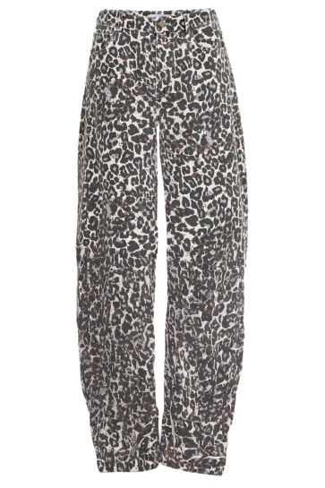 Minus Broek MALLI MID WAIST PANT MI6977 2284P SKYWAY BLUE LEO PRINT