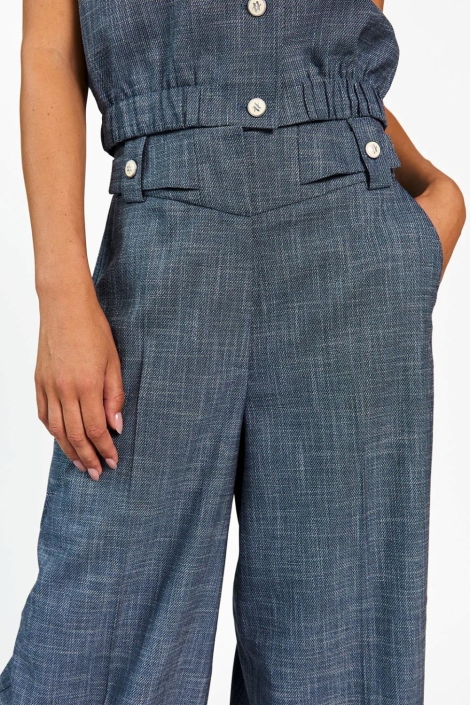 Aaiko blauwe dames broek | Close up