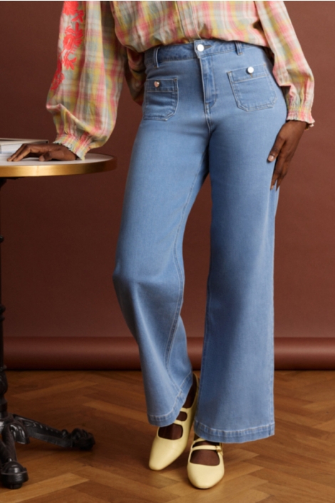 LolaLiza blauwe dames jeans | Model vooraanzicht