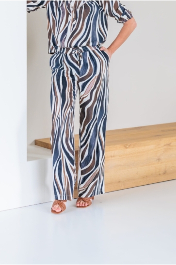 NED Broek YURA BROWN ZEBRA PRINT WOVEN 26S3 SN043 01 BROWN