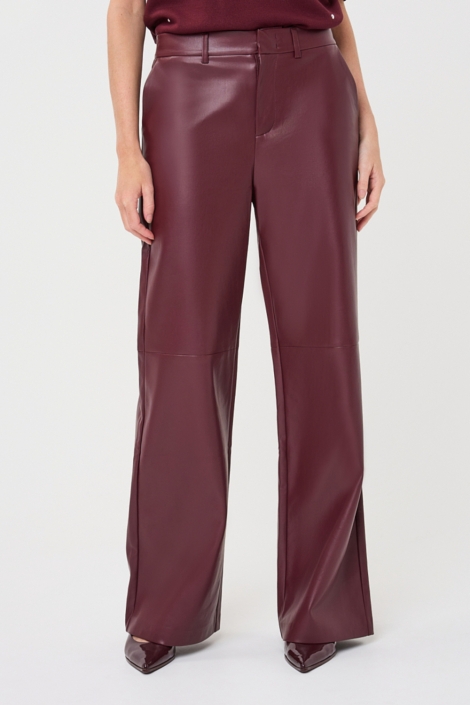 EsQualo bordeaux dames broek | Model vooraanzicht