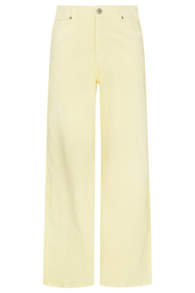 Fluresk gele dames broek | Achteraanzicht