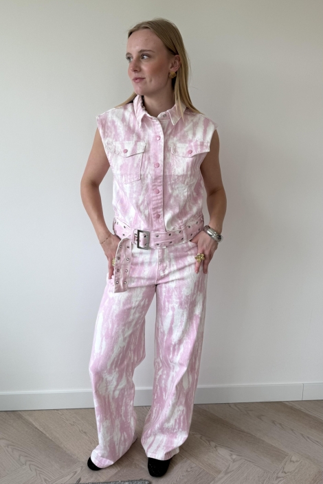 Fluresk roze dames jeans | Model
