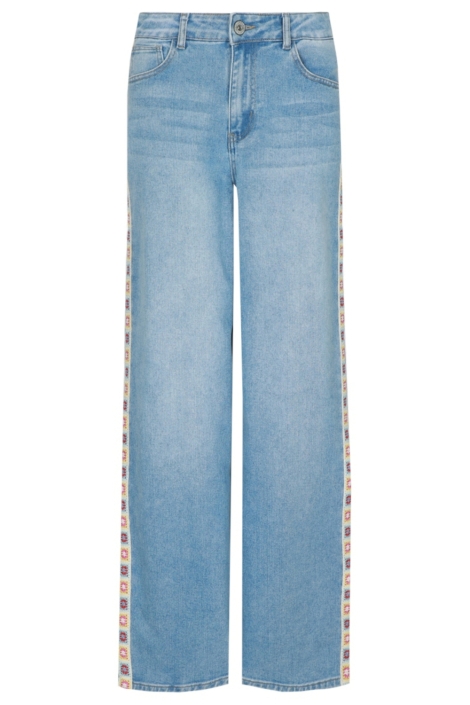 Fluresk blauwe dames jeans | Vooraanzicht