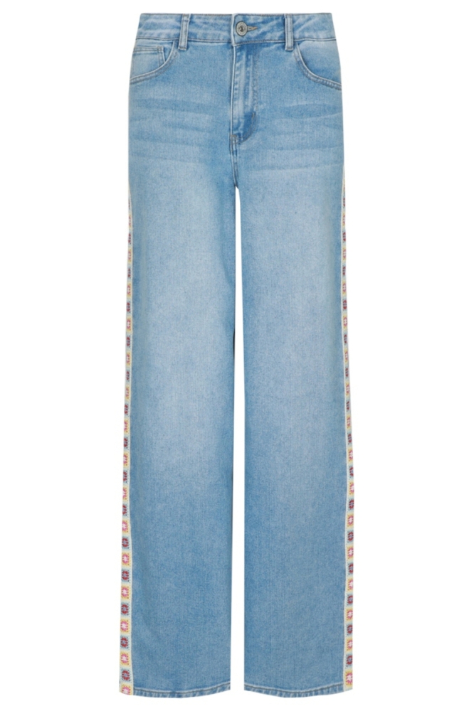 Fluresk blauwe dames jeans | Vooraanzicht