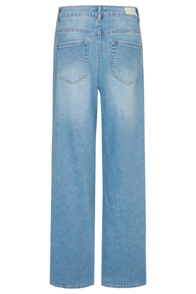 Fluresk blauwe dames jeans | Achteraanzicht