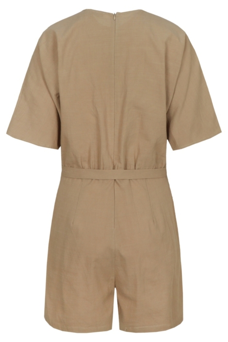 Fluresk bruine dames jumpsuit | Achteraanzicht