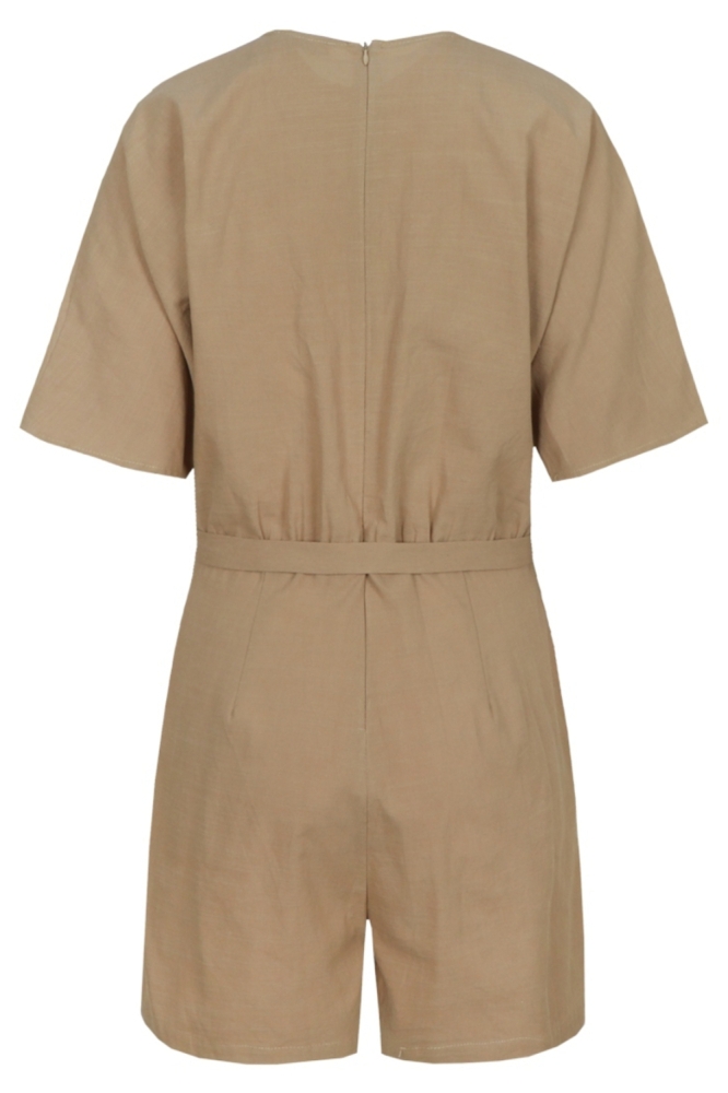 Fluresk bruine dames jumpsuit | Achteraanzicht