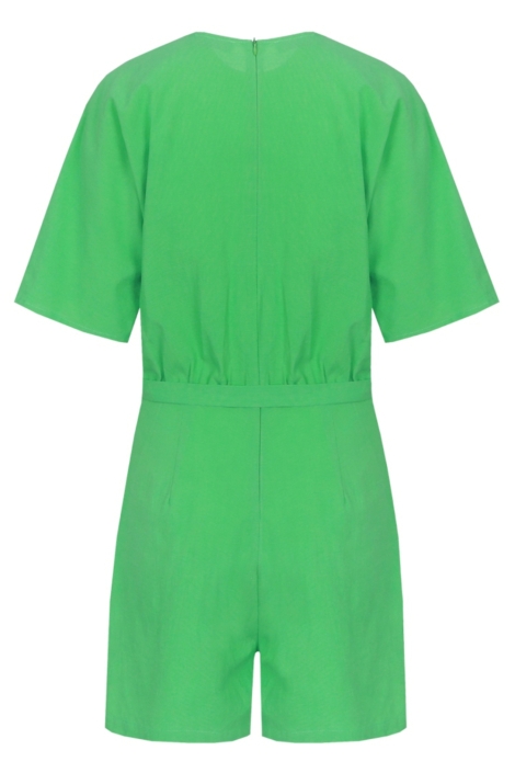 Fluresk groene dames jumpsuit | Achteraanzicht