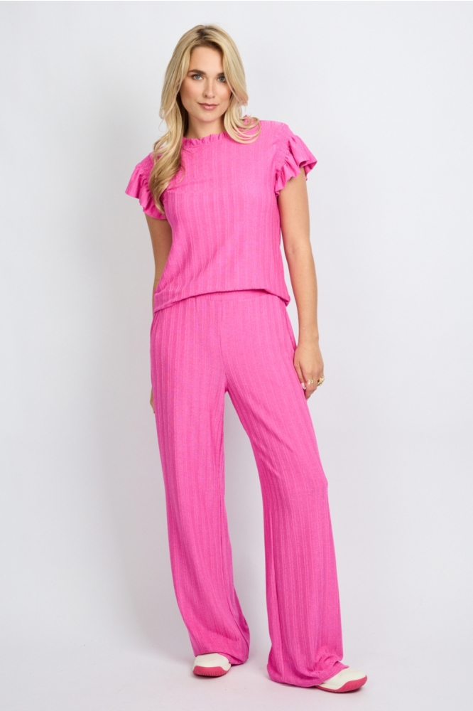 Fluresk roze dames broek | Model