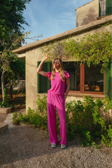 Fluresk roze dames broek | Sfeerbeeld, In situatie