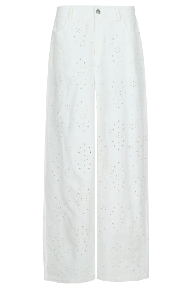 Fluresk witte dames broek | Vooraanzicht