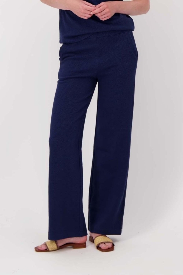 Zusss structuur broek met stretch Blauw