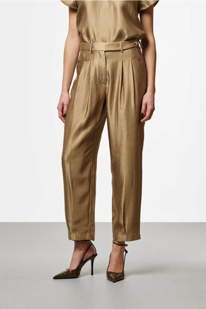 Aaiko gouden dames broek | Model vooraanzicht