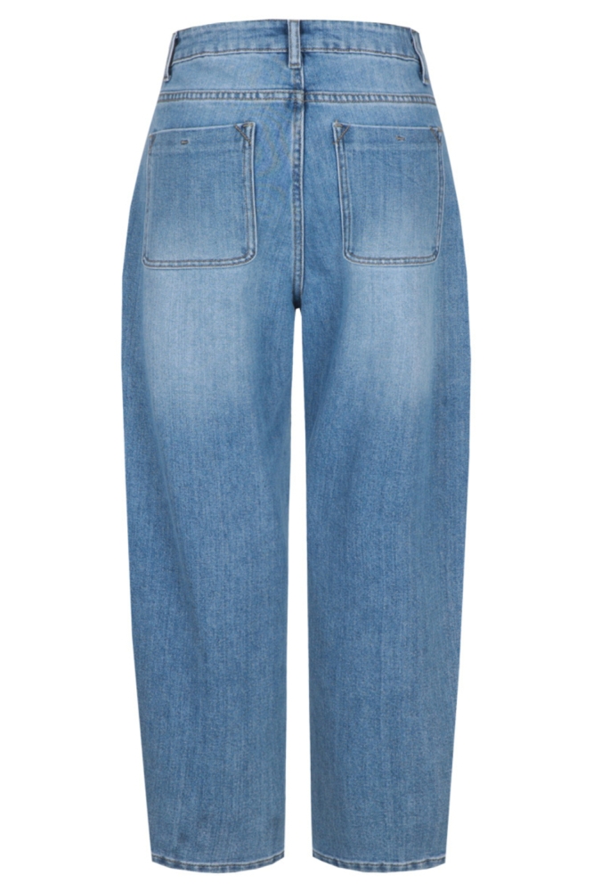 Fluresk blauwe dames jeans | Achteraanzicht