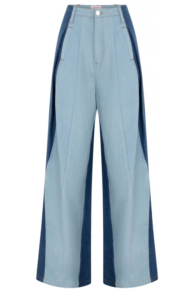Studio Amaya blauwe dames broek | Vooraanzicht