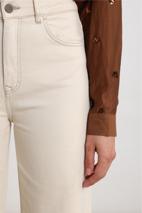 Nukus beige dames jeans | Close up