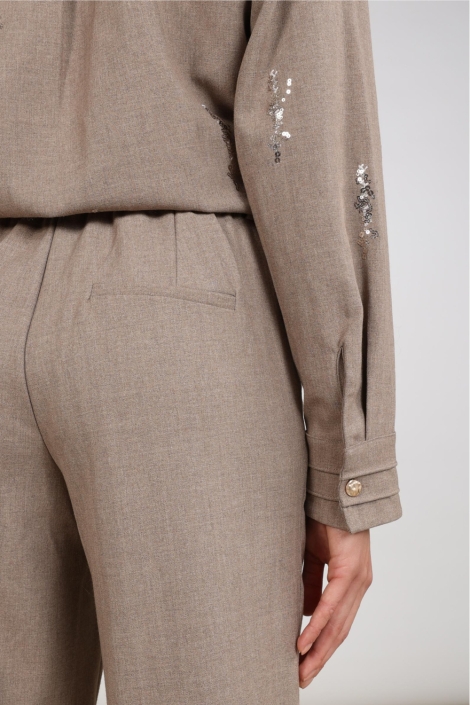 Nukus taupe dames broek | Close up