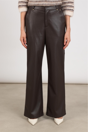Nukus Broek BEVERLY PANTS POCKET PU NKF09101 334 chocolate