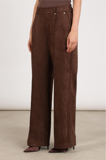 Nukus Broek JILL PANTS SUEDINE NKF09121 334 chocolate