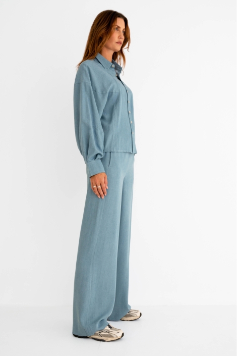 Zizo blauwe dames broek | Model zijaanzicht