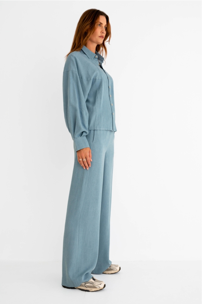 Zizo blauwe dames broek | Model zijaanzicht