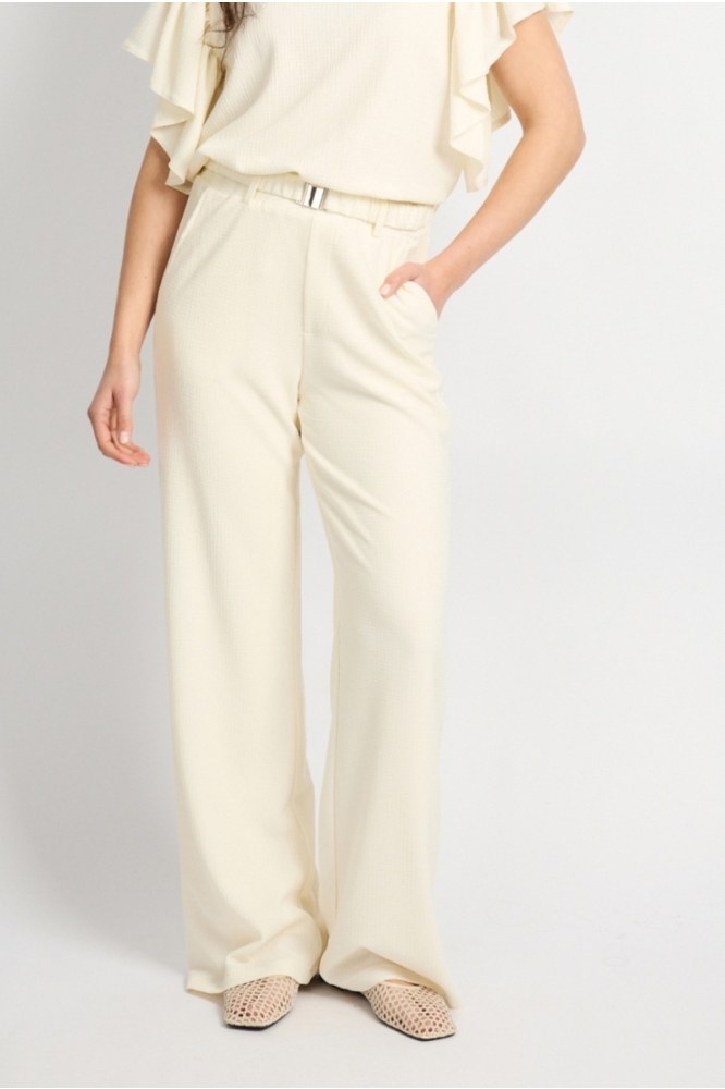 C&S The Label beige dames broek | Model vooraanzicht