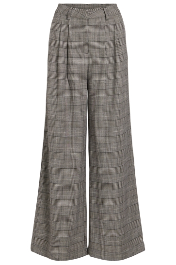Vila Broek VITJENKA HW WIDE CHECK PANTS 14119086 Sand/ BLACK BEAU