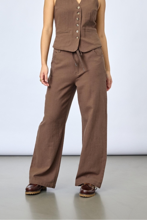 SisterS point bruine dames broek | Model vooraanzicht