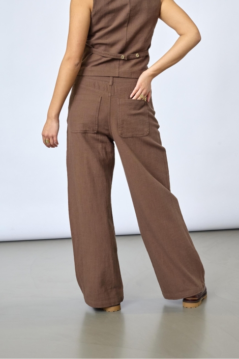 SisterS point bruine dames broek | Model achteraanzicht