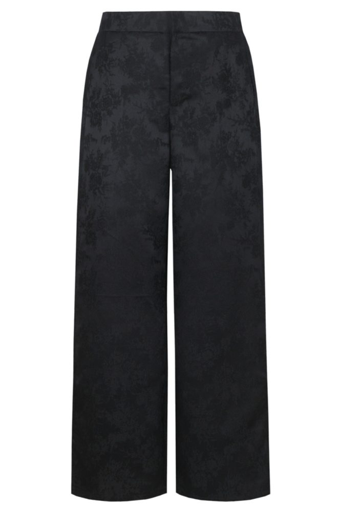 Fluresk zwarte dames broek | Vooraanzicht