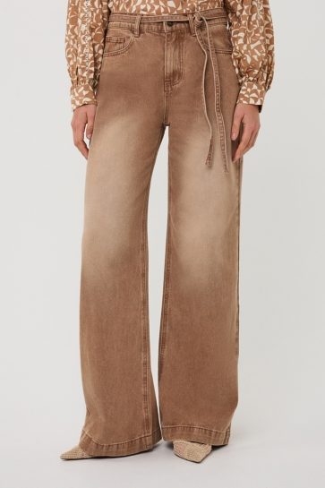 EsQualo Jeans JEANS COLORED DENIM BELT WIDE SP26 12012 CAPPUCCINO