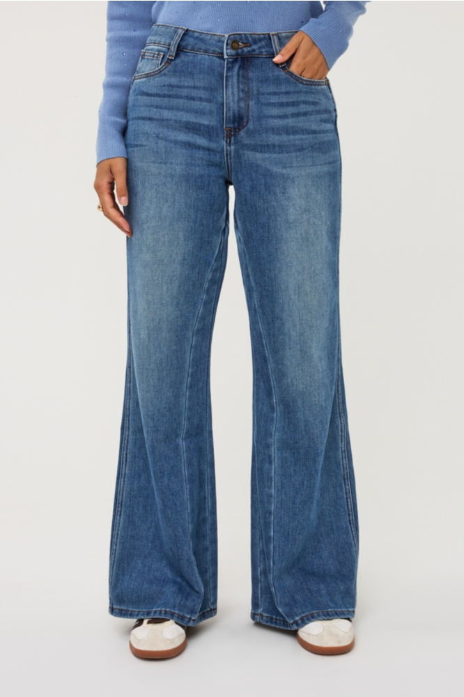 EsQualo blauwe dames jeans | Model vooraanzicht