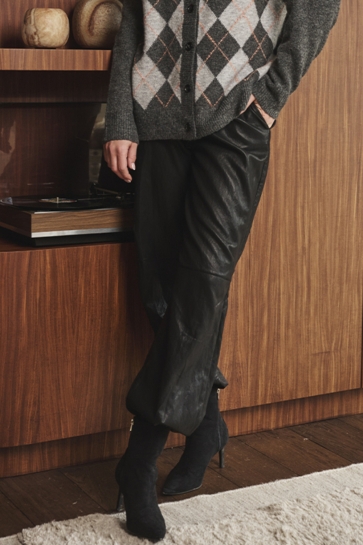 EsQualo Broek TROUSERS BARREL WIDE PU CRINKLE W26 11706 000 black
