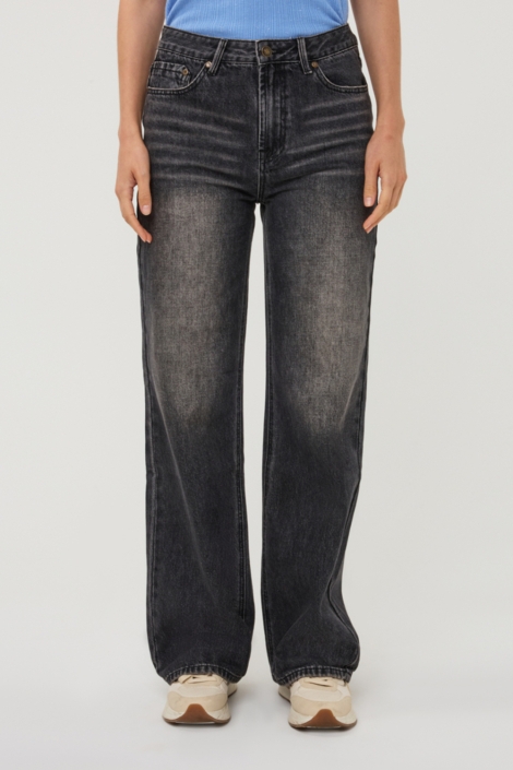 EsQualo grijze dames jeans | Model vooraanzicht