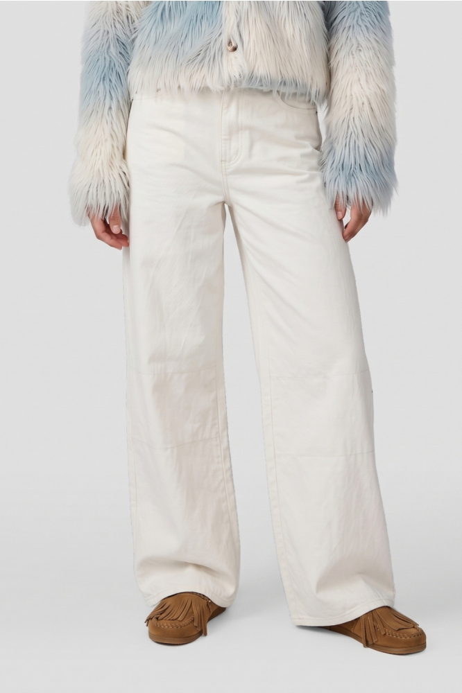 Fluresk beige dames broek | Model vooraanzicht