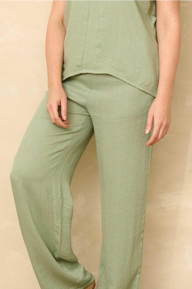 FOS Amsterdam groene dames broek | Close up