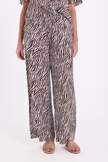 Freequent Broek FQMELE PANTS 208115 BRILLIANT WHITE w. COFFEE BEAN