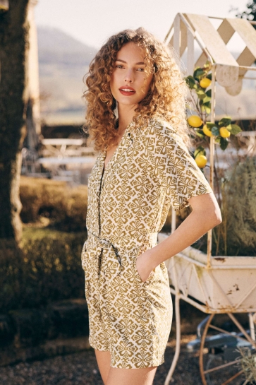 Lofty Manner Jumpsuit PLAYSUIT FRANCESKA QC25 472 green element print