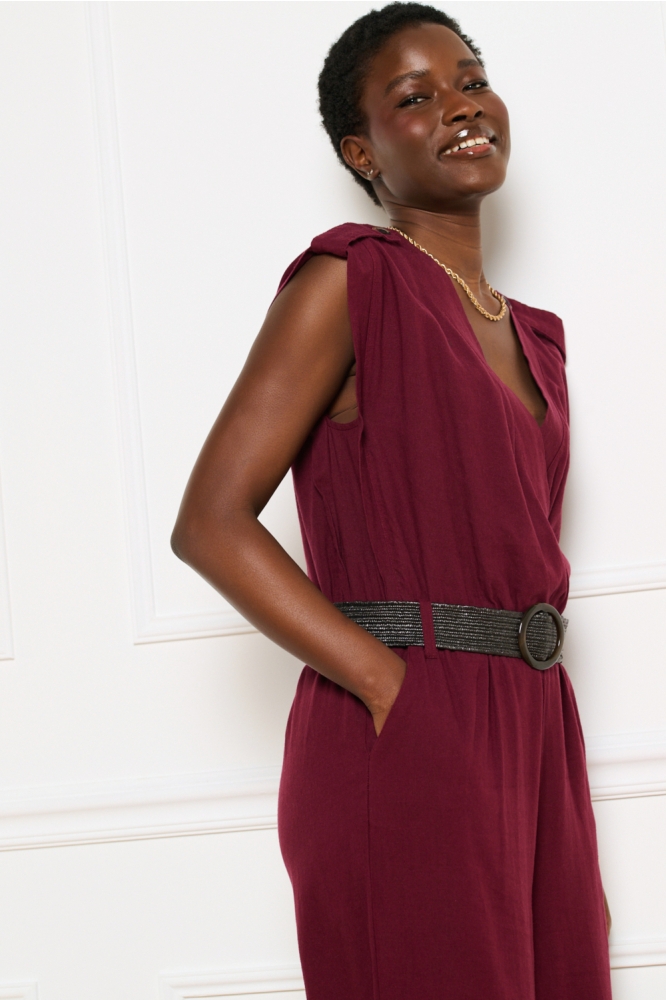 LolaLiza bordeaux dames jumpsuit | Close up