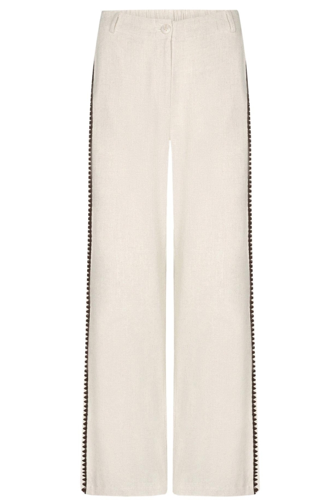 Ydence ecru dames broek | Vooraanzicht