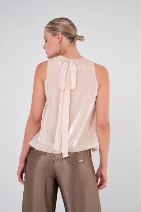 Zizo taupe dames broek | Model achteraanzicht