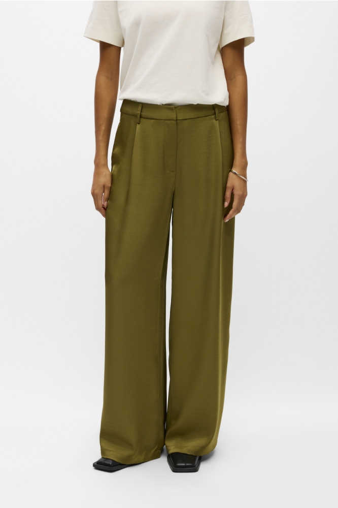 Object groene dames broek | Model vooraanzicht