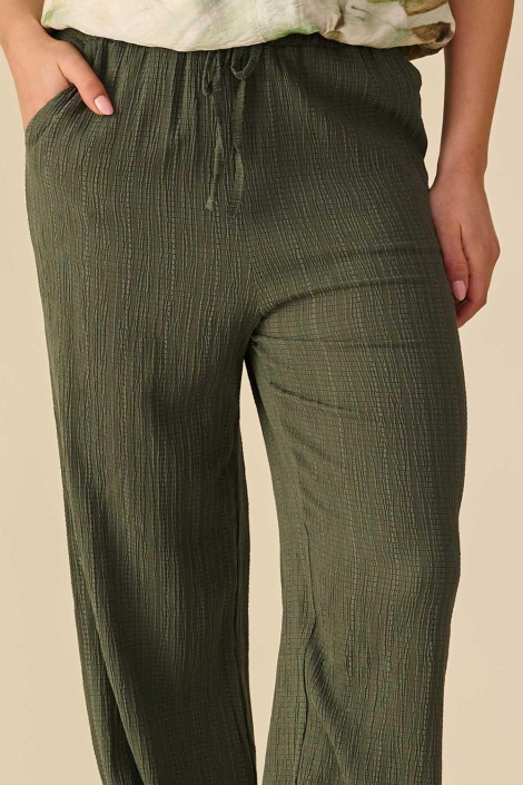 FOS Amsterdam groene dames broek | Close up