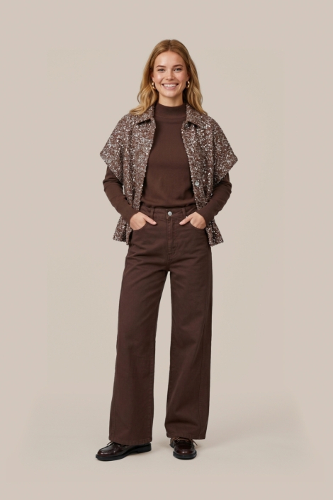 C&S The Label bruine dames broek | Model