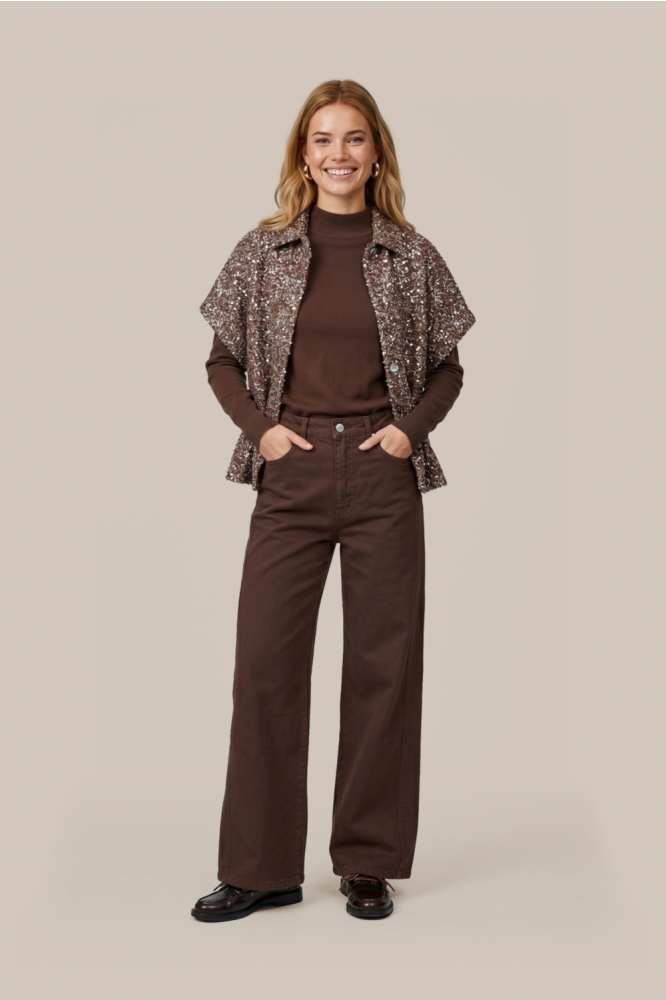 C&S The Label bruine dames broek | Model