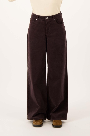 Zusss Broek CORDUROY WIDE LEG TROUSERS 0303 0065 1041 DARK CHOCO