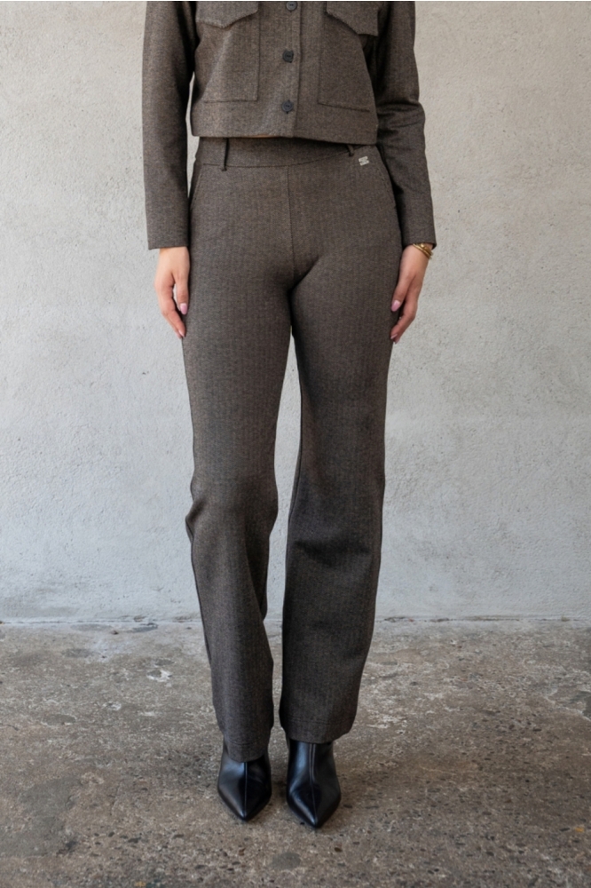 TQ Amsterdam bruine dames broek | Model vooraanzicht