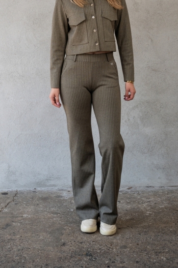 TQ Amsterdam Broek ROMET KNIT PINSTRIPE 26FW 00TQ214AP Khaki
